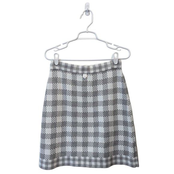 Black Fleece by Thom Browne Grey Gingham Knit Skirt - Picture 2 of 5